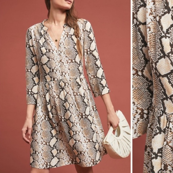 Anthropologie Maeve Juno Snake Print Dress - Picture 3 of 16